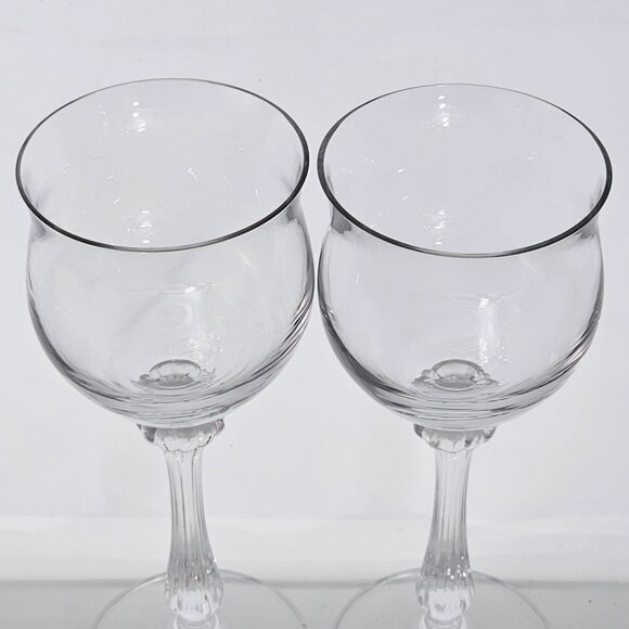 2 Mikasa Ardmore Wine Glasses 8" ribbed stem fine crystal fluted rim Germany - Picture 5 of 8
